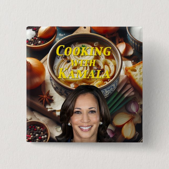 Badge Carré 5 Cm Cuisine Avec Kamala (Devant)