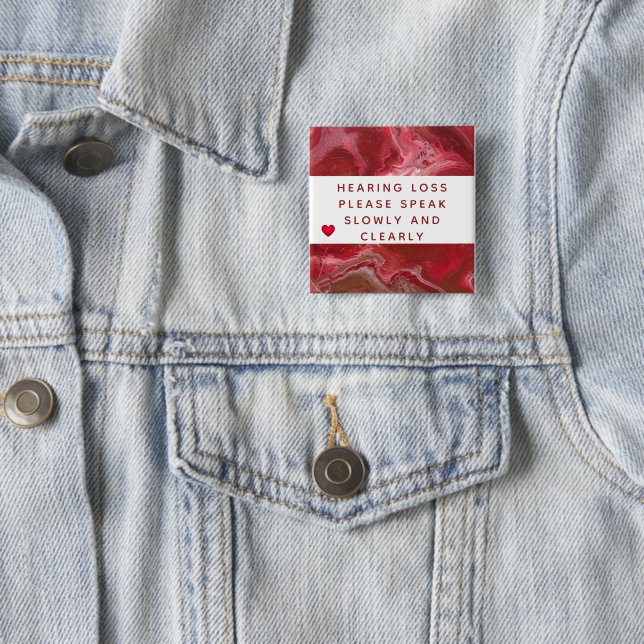 Badge Carré 5 Cm Cuivre rouge Perte auditive Abstraite du coeur 2 p (En situation)