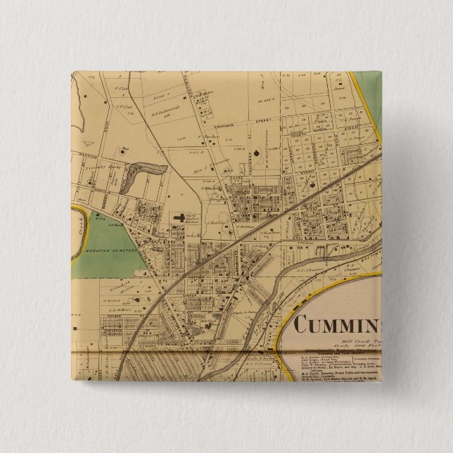 Badge Carré 5 Cm Cumminsville, Ohio (Devant)