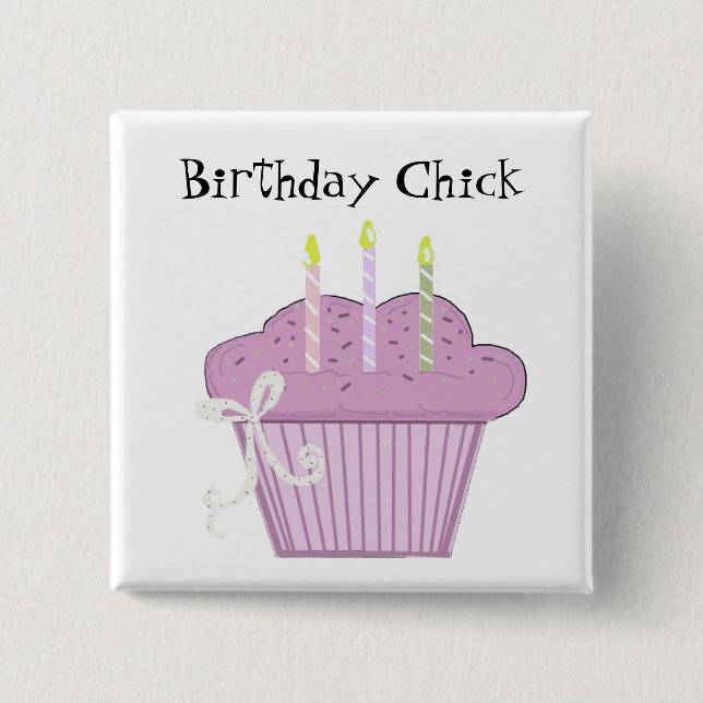 Badge Carré 5 Cm Cupcake d'anniversaire avec bougies (Devant)