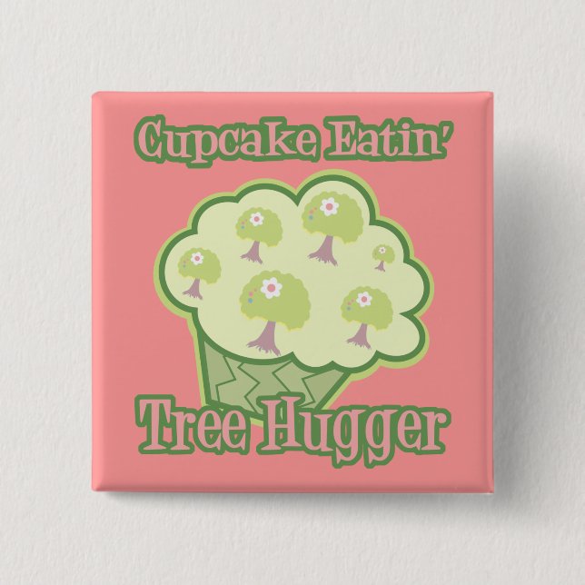 Badge Carré 5 Cm Cupcake Mating Tree Hugger (Devant)