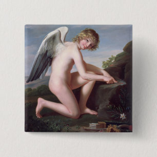 Badge Carré 5 Cm Cupidon affilant ses flèches, 1798 (huile sur la