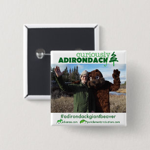 Badge Carré 5 Cm Curieusement bouton d'Adirondack (castor géant