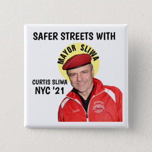 Badge Carré 5 Cm Curtis Sliwa pour le maire de New York 2021