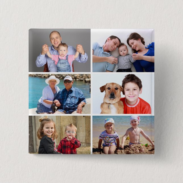 Badge Carré 5 Cm Custom Add Your Own 6 Photo Personalized Button (Devant)