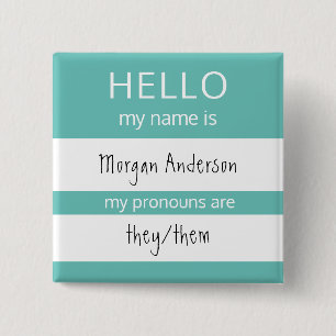 Badge Carré 5 Cm Custom HELLO Mon Nom Pronounouns Est Un Insigne