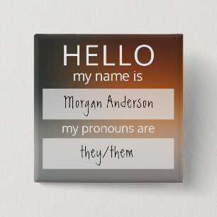 Badge Carré 5 Cm Custom HELLO Mon Nom Pronounouns Est Un Insigne