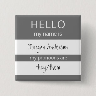 Badge Carré 5 Cm Custom HELLO Mon Nom Pronounouns Est Un Insigne