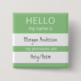 Badge Carré 5 Cm Custom HELLO Mon Nom Pronounouns Est Un Insigne