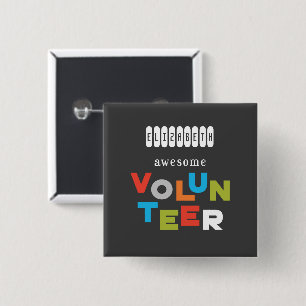 Badge Carré 5 Cm Custom Name, Awesome Volunteer Appreciation