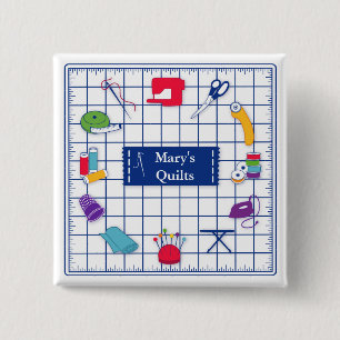 Badge Carré 5 Cm Customiser le bouton Quilt Étiquette