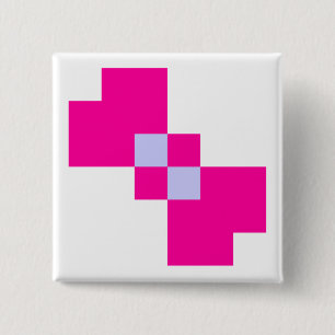 Badge Carré 5 Cm Cute 8 bits Pixel Bow