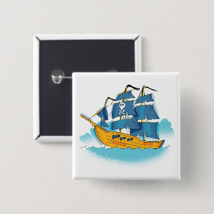 Badge Carré 5 Cm Cute Cartoon Pirate Ship