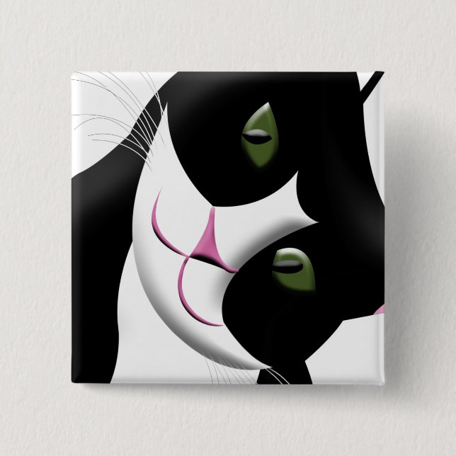 Badge Carré 5 Cm Cute chat (Devant)