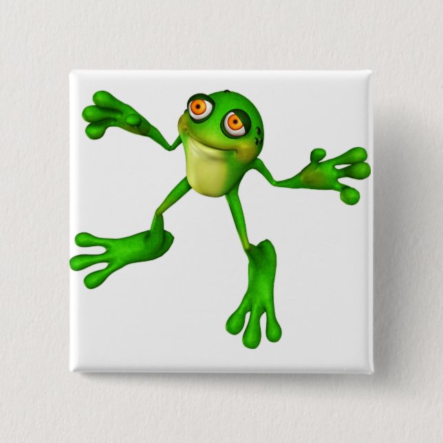 Badge Carré 5 Cm Cute Froggy verte (Devant)