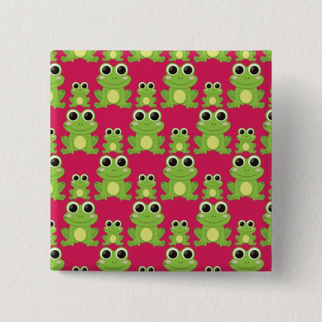 Badge Carré 5 Cm Cute grenouille motif (Devant)