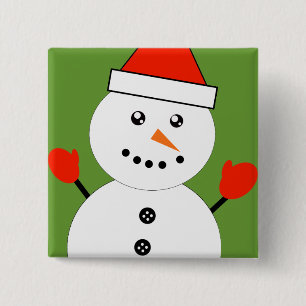 Badge Carré 5 Cm Cute Kawaii Snowman