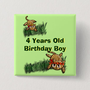 Badge Carré 5 Cm Cute Leopard Safari Anniversaire Magnet d'invitati