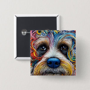 Badge Carré 5 Cm Cute Pop Art Terrier