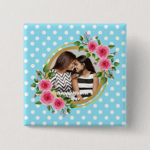 Badge Carré 5 Cm Cute Rustic Meadow Floral Wreath Photo Fer Fête de