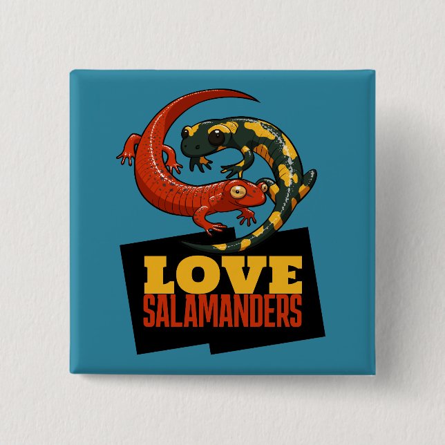 Badge Carré 5 Cm Cute Salamander Love Salamanders Fan Cartoon (Devant)