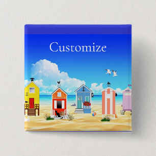 Badge Carré 5 Cm Cute Tiny Beach Shacks Thunder_Cove