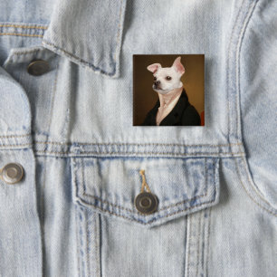 Badge Carré 5 Cm Cutest Baby Animals   Royal Chihuahua Portrait