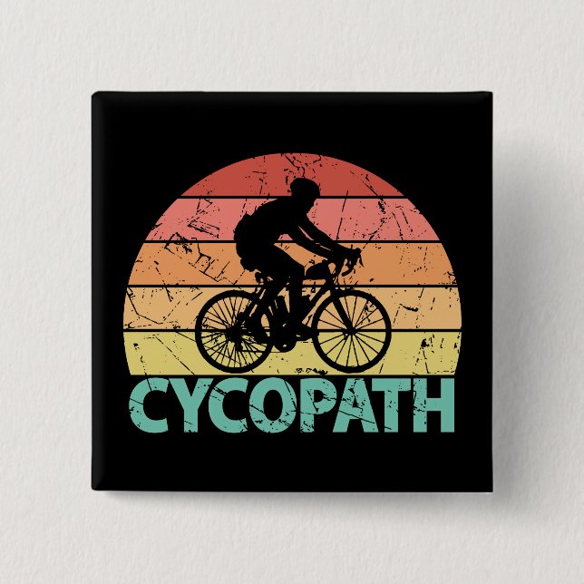Badge Carré 5 Cm Cyclisme amusant Cycopath (Devant)