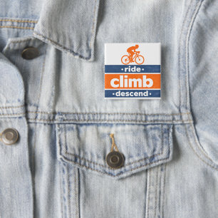 Badge Carré 5 Cm Cyclisme Monter Descendre Citation Vintage