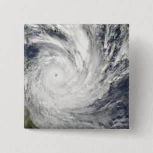 Badge Carré 5 Cm Cyclone tropical Yasi au-dessus de l'Australie