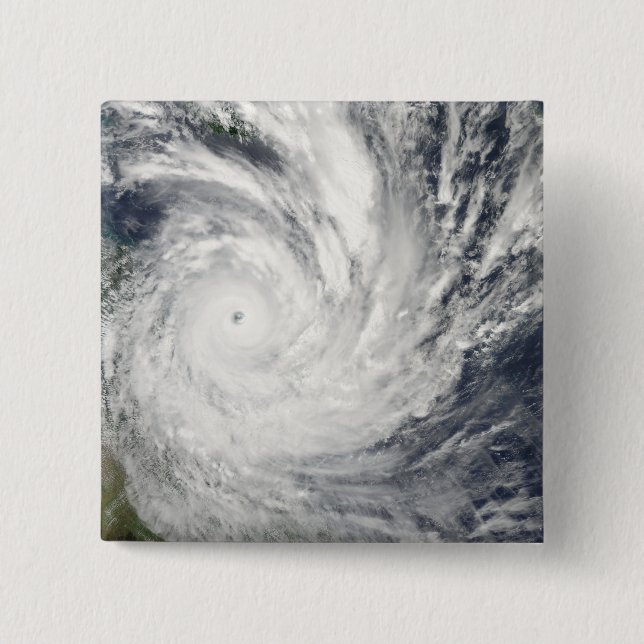 Badge Carré 5 Cm Cyclone tropical Yasi sur l'Australie (Devant)