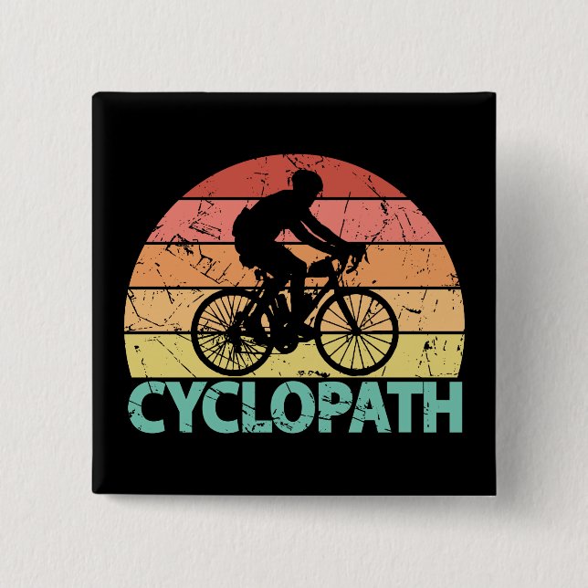 Badge Carré 5 Cm Cyclopath drôle Cyclisme (Devant)