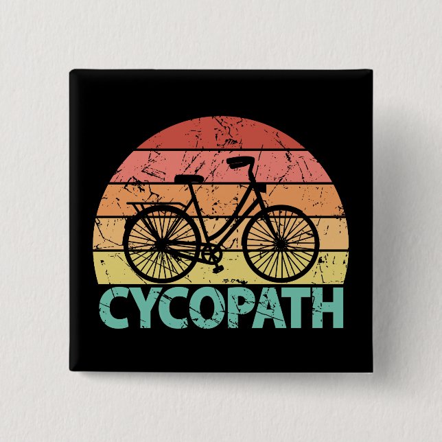 Badge Carré 5 Cm Cycopath amusant vélo (Devant)