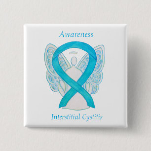 Badge Carré 5 Cm Cystite interstitielle Sensibilisation Ruban Angel