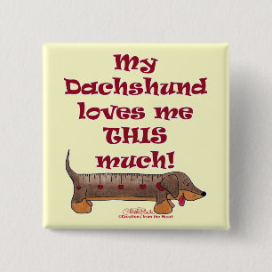 Badge Carré 5 Cm Dachshund Love Meter