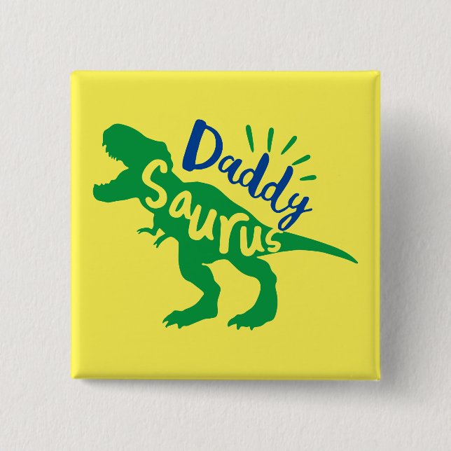 Badge Carré 5 Cm Daddy Saurus T-Rex Silhouette (Devant)