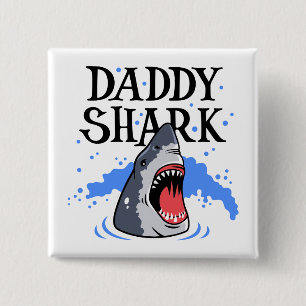 Badge Carré 5 Cm Daddy Shark - Grand Blanc
