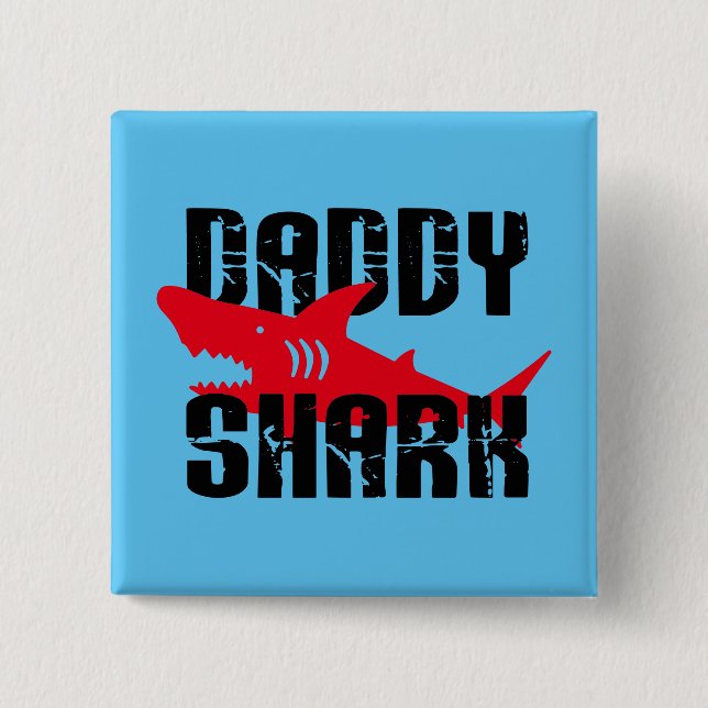 Badge Carré 5 Cm Daddy Shark Worn Graphic (Devant)