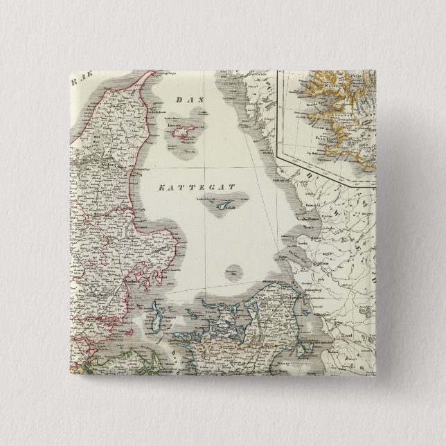 Badge Carré 5 Cm Daenemark, île - Danemark, Islande (Devant)