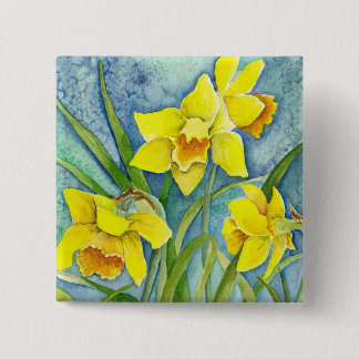 Badge Carré 5 Cm Daffodils Pin