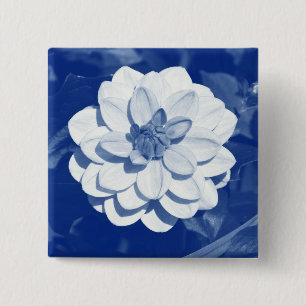 Badge Carré 5 Cm Dahlia - Cyanotype numérique