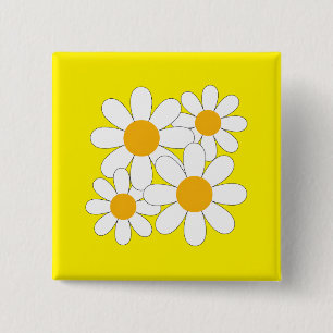 Badge Carré 5 Cm Daisy Lumineuse et Audacieuse