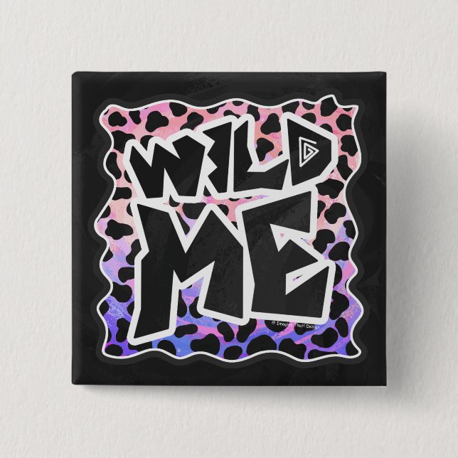 Badge Carré 5 Cm Dalmatie Noir et rose Me sauvage (Devant)