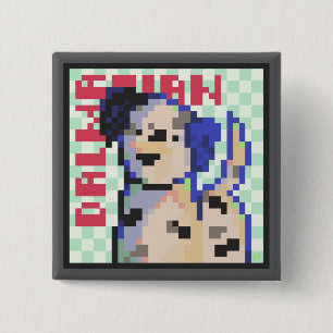 Badge Carré 5 Cm Dalmatien, dalmatien, Pixel Art, pixelart