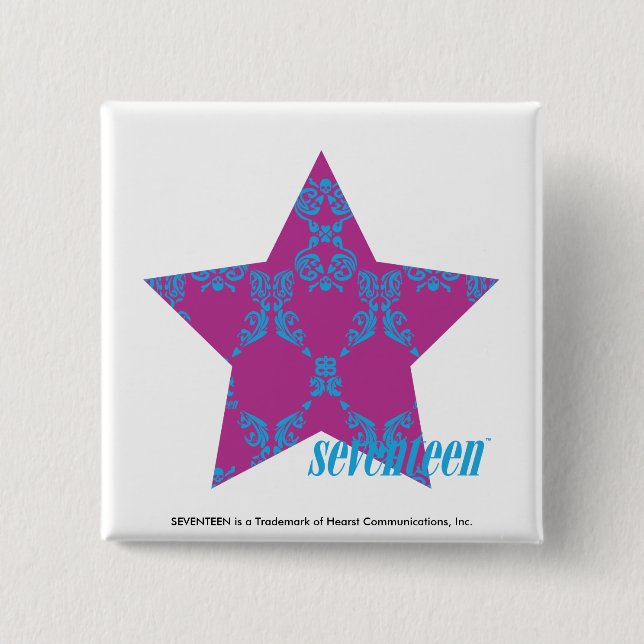 Badge Carré 5 Cm Damask Aqua-Purple 3 (Devant)