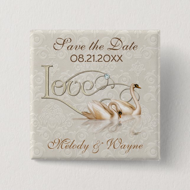 Badge Carré 5 Cm Damask Elegance (Devant)