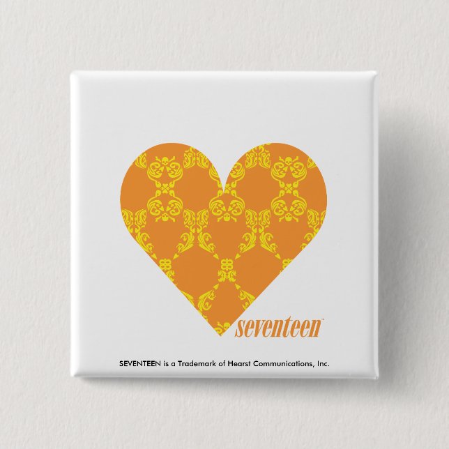 Badge Carré 5 Cm Damassé 2 jaune-orange (Devant)