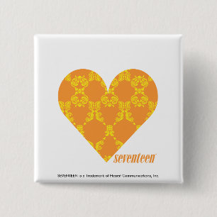 Badge Carré 5 Cm Damassé 2 jaune-orange