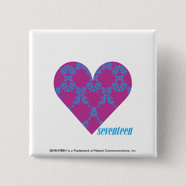 Badge Carré 5 Cm Damassé 4 Aqua-Pourpres (Devant)