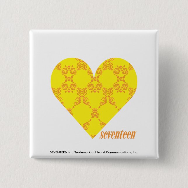 Badge Carré 5 Cm Damassé 4 jaune-orange (Devant)